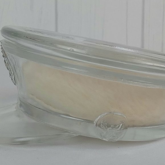Vintage 1940's Era Clear Glass Military Hat Powder Box With LID & Powder Puff! - Picture 9 of 10